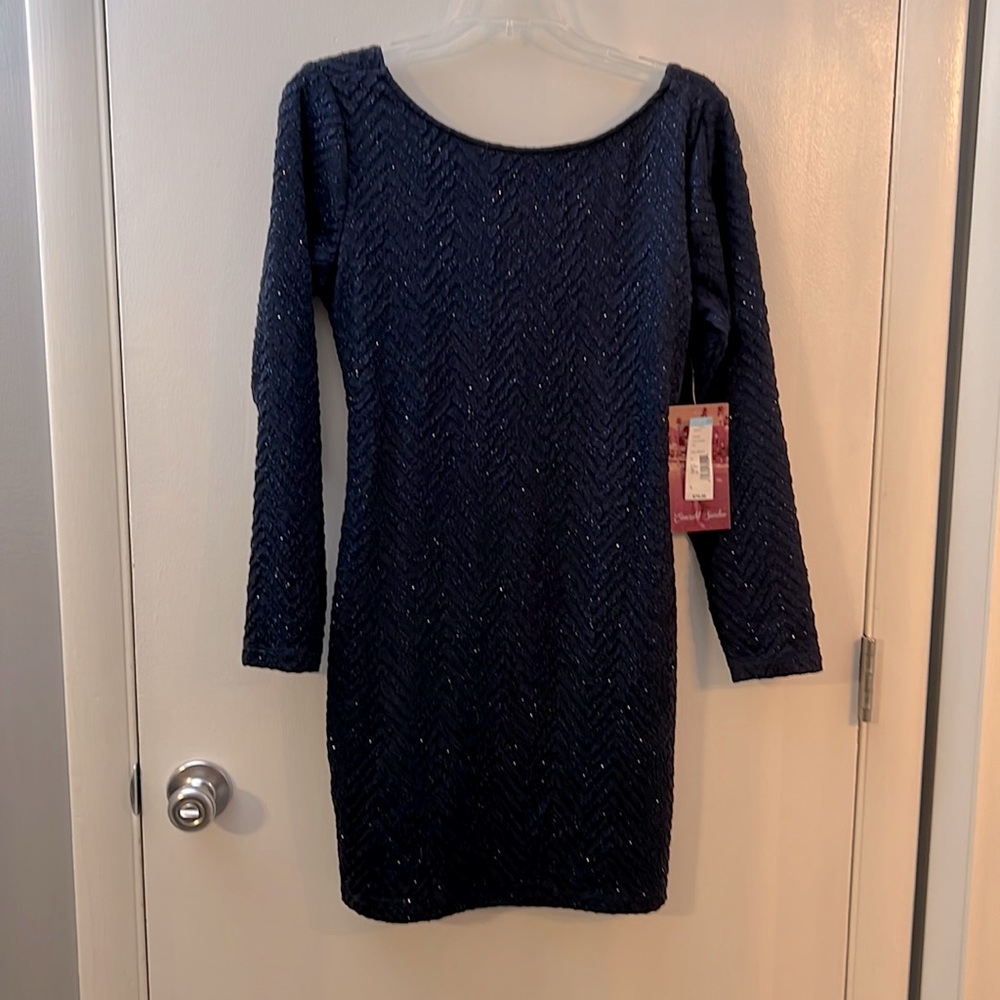 Navy blue sparkly long sleeved dress